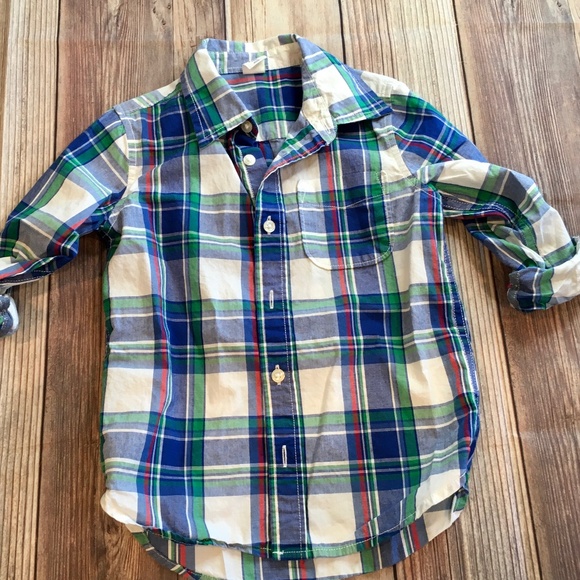 Baby Gap Blue and Green Plaid Button Down Shirt - Picture 1 of 3